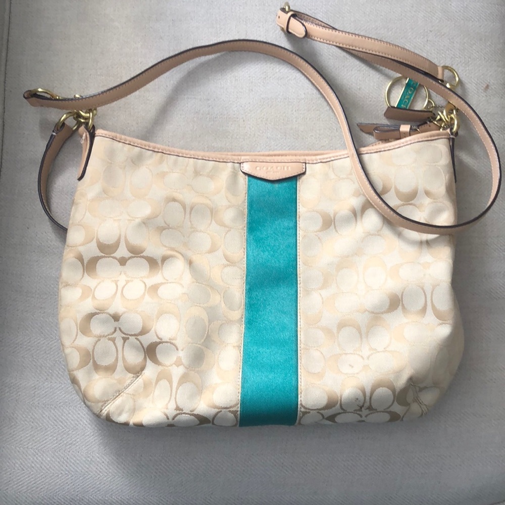 Coach coach and teal cross bodybag